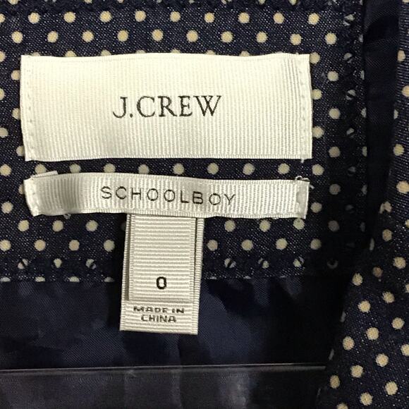 J CREW Classic Schoolboy Blazer Jacket Fitted Tailored Indigo Blue Dot Cream 0 - Picture 8 of 13
